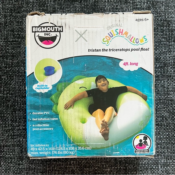 NIB Bigmouth x Squishmallows Tristan the Triceratops Pool Float - Picture 1 of 6